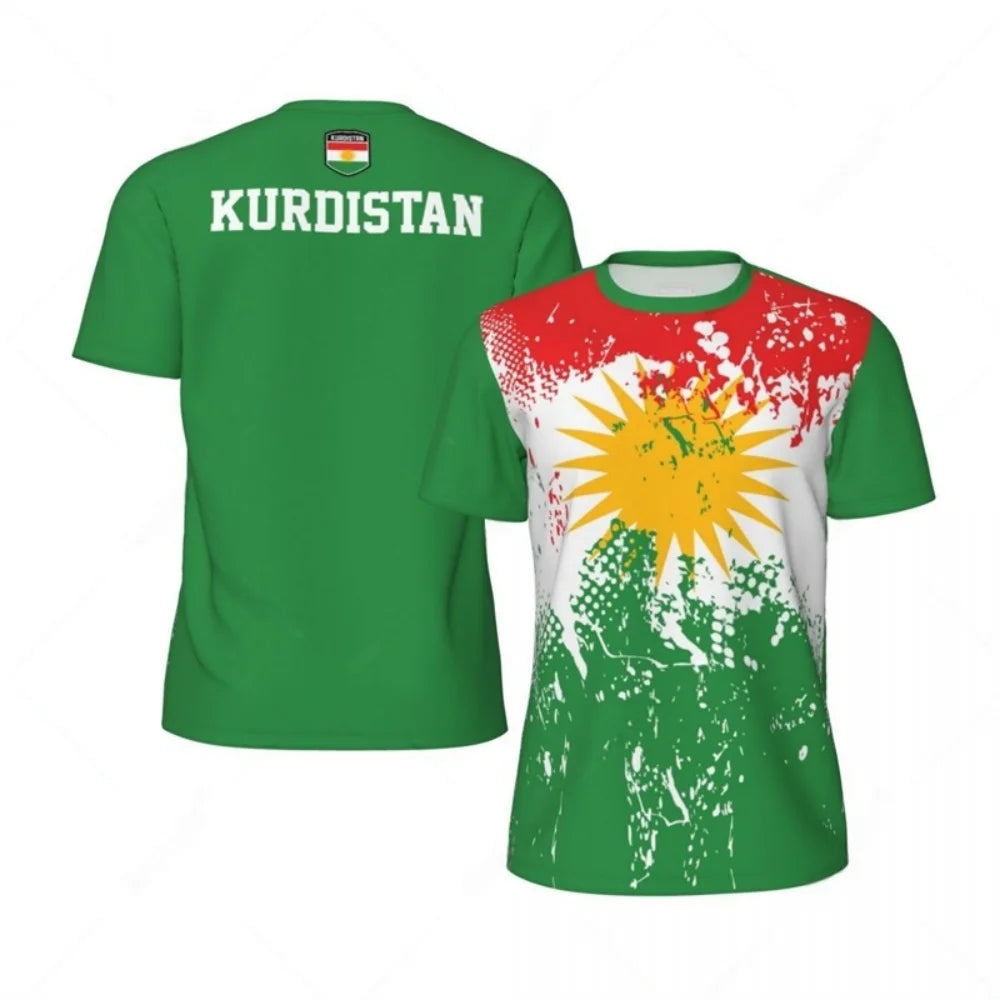 Kurdistan Flag Graphic Mens Football Jersey Fashion National Emblem 3D Printed Sports T Shirt Casual Oversized Breathable Tees