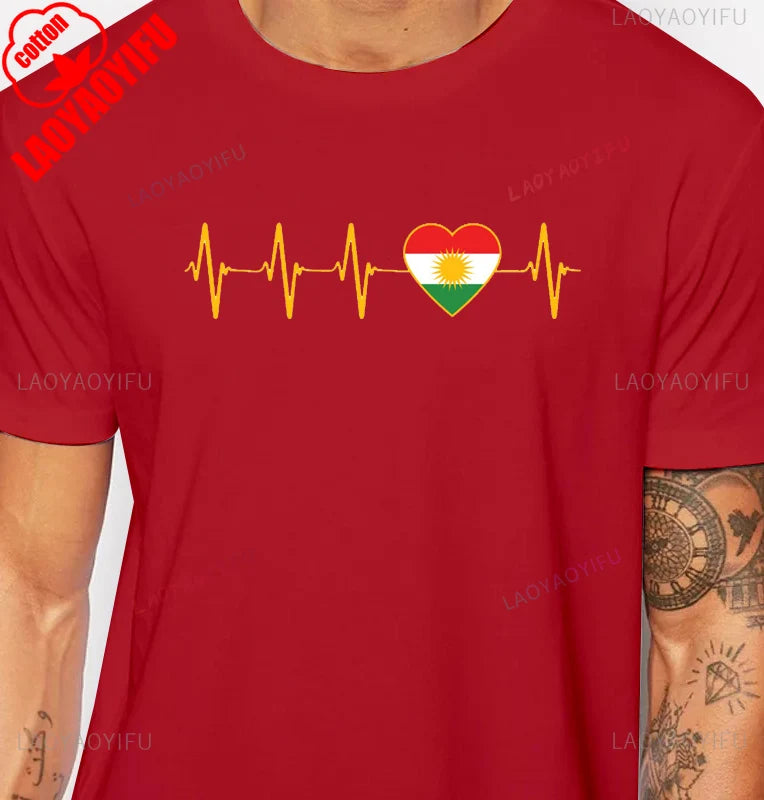 Kurdistan Calligraphy T-Shirt Kurdish Pride Middle Eastern Heritage TShirt Short Sleeve Casual Fashion Loose Hip Hop Man T Shirt