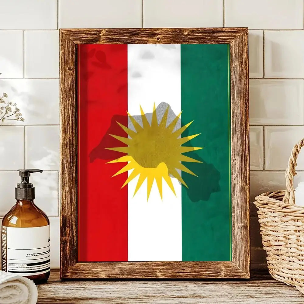Kurdish flag map Painting Calligraphy pictures Room Home bedroom interior wall decoration Canvas Poster art mural