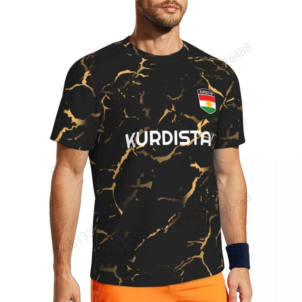 Kurdistan Flag 3D Printed T Shirt Men Summer Short-sleeved Mesh T-shirt For Running Bike Tennis Fitness Fans