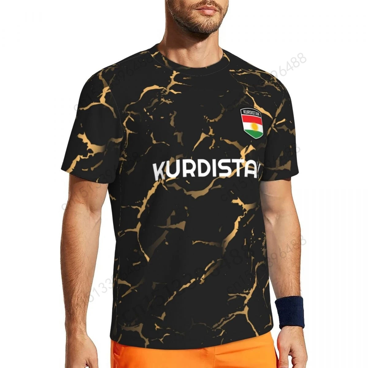 Kurdistan Flag 3D Printed T Shirt Men Summer Short-sleeved Mesh T-shirt For Running Bike Tennis Fitness Fans