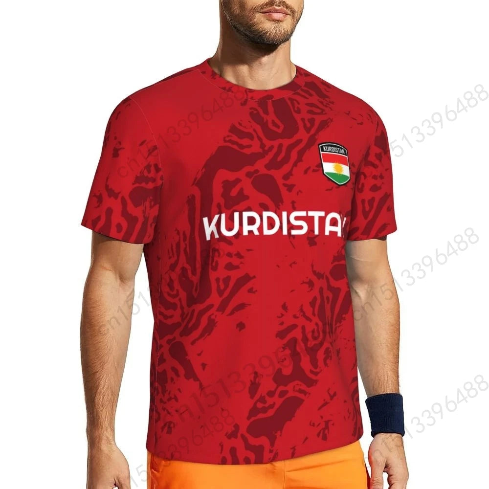 Kurdistan Flag 3D Printed T Shirt Men Summer Short-sleeved Mesh T-shirt For Running Bike Tennis Fitness Fans