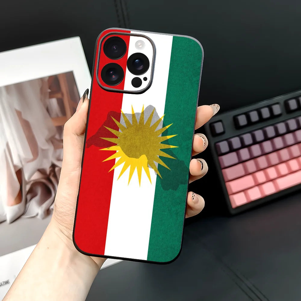 K-Kurdistan Flag Phone Case For iPhone 16 15 14 13 12 11 PRO MAX PLUS Mini TPU Soft to Skin-friendly case