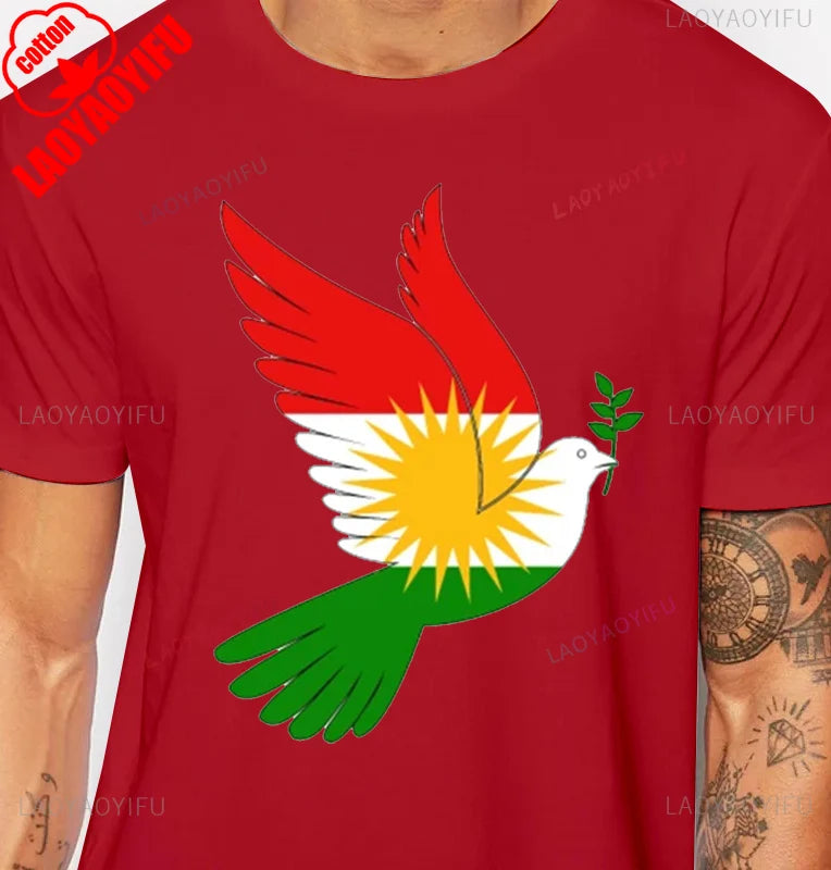 Kurdistan Calligraphy T-Shirt Kurdish Pride Middle Eastern Heritage TShirt Short Sleeve Casual Fashion Loose Hip Hop Man T Shirt