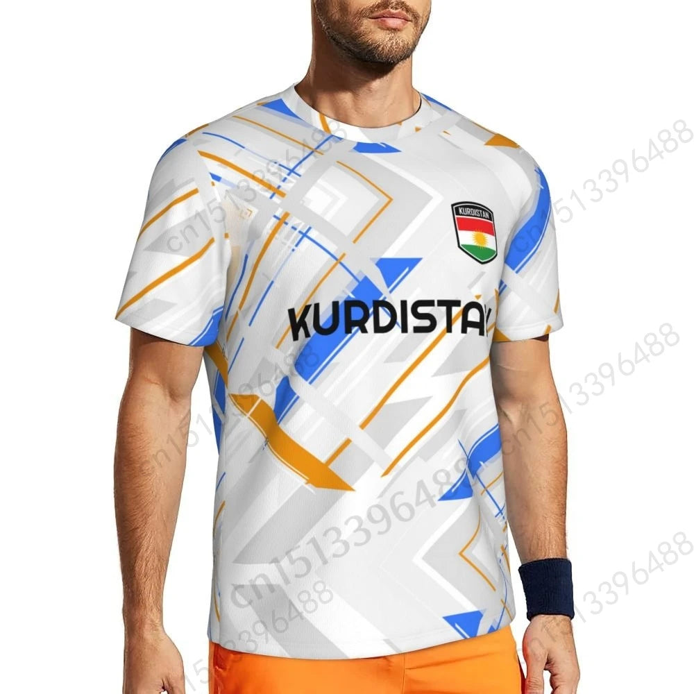 Kurdistan Flag 3D Printed T Shirt Men Summer Short-sleeved Mesh T-shirt For Running Bike Tennis Fitness Fans