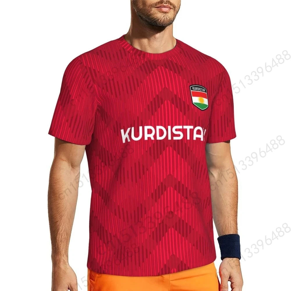 Kurdistan Flag 3D Printed T Shirt Men Summer Short-sleeved Mesh T-shirt For Running Bike Tennis Fitness Fans