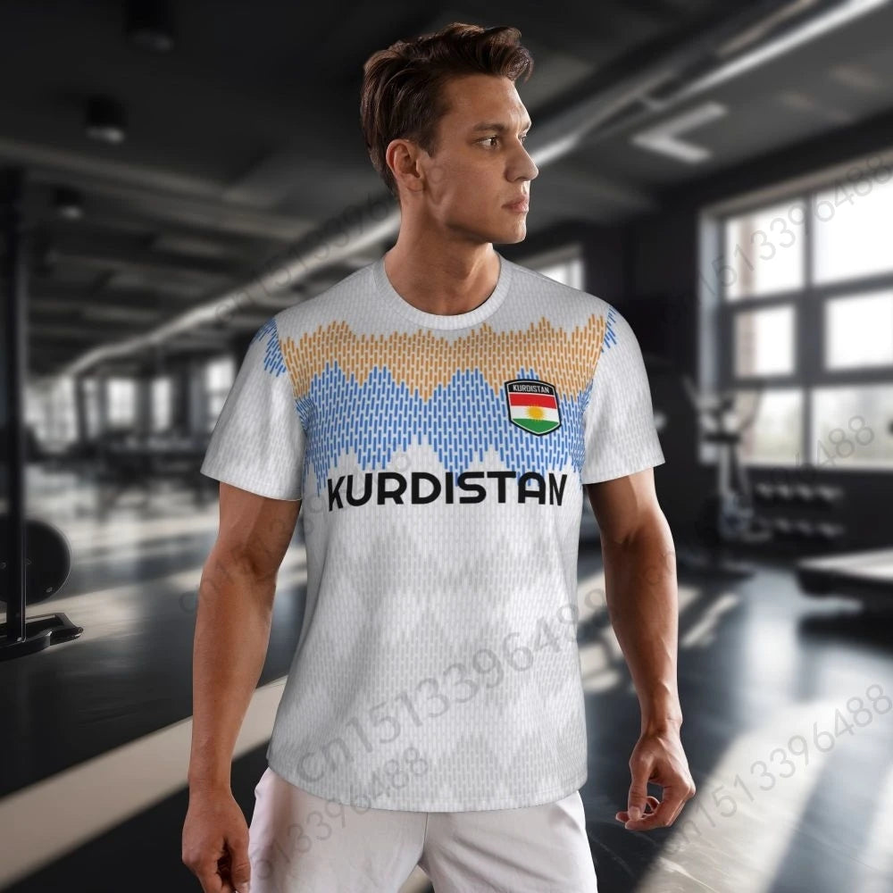 Kurdistan Flag 3D Printed T Shirt Men Summer Short-sleeved Mesh T-shirt For Running Bike Tennis Fitness Fans