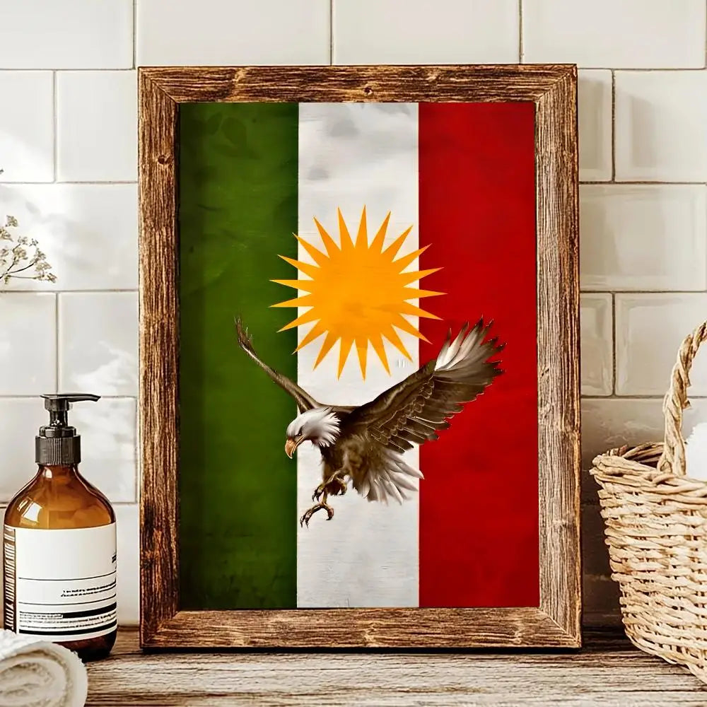 Kurdish flag map Painting Calligraphy pictures Room Home bedroom interior wall decoration Canvas Poster art mural