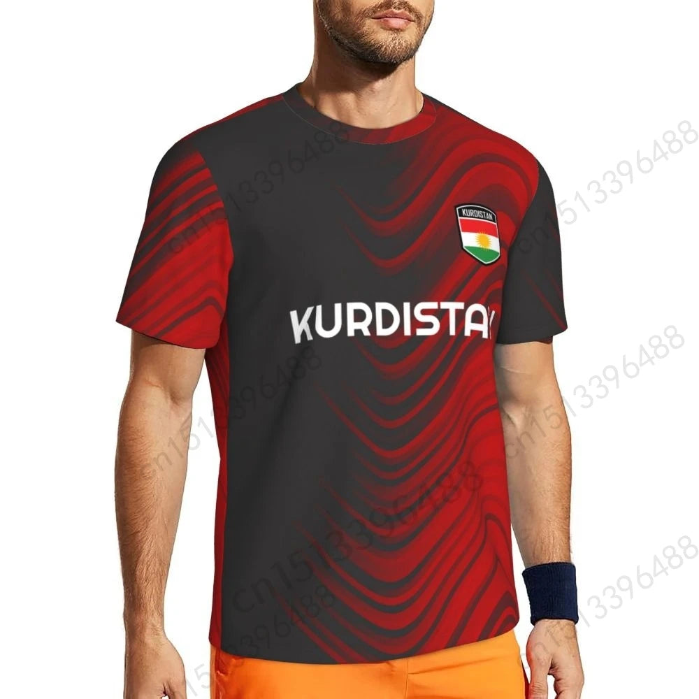 Kurdistan Flag 3D Printed T Shirt Men Summer Short-sleeved Mesh T-shirt For Running Bike Tennis Fitness Fans