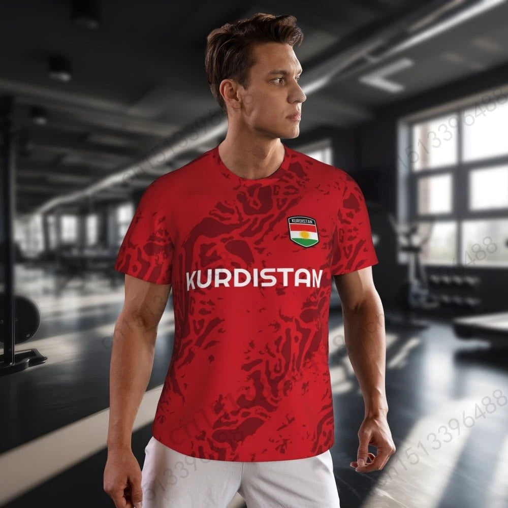 Kurdistan Flag 3D Printed T Shirt Men Summer Short-sleeved Mesh T-shirt For Running Bike Tennis Fitness Fans