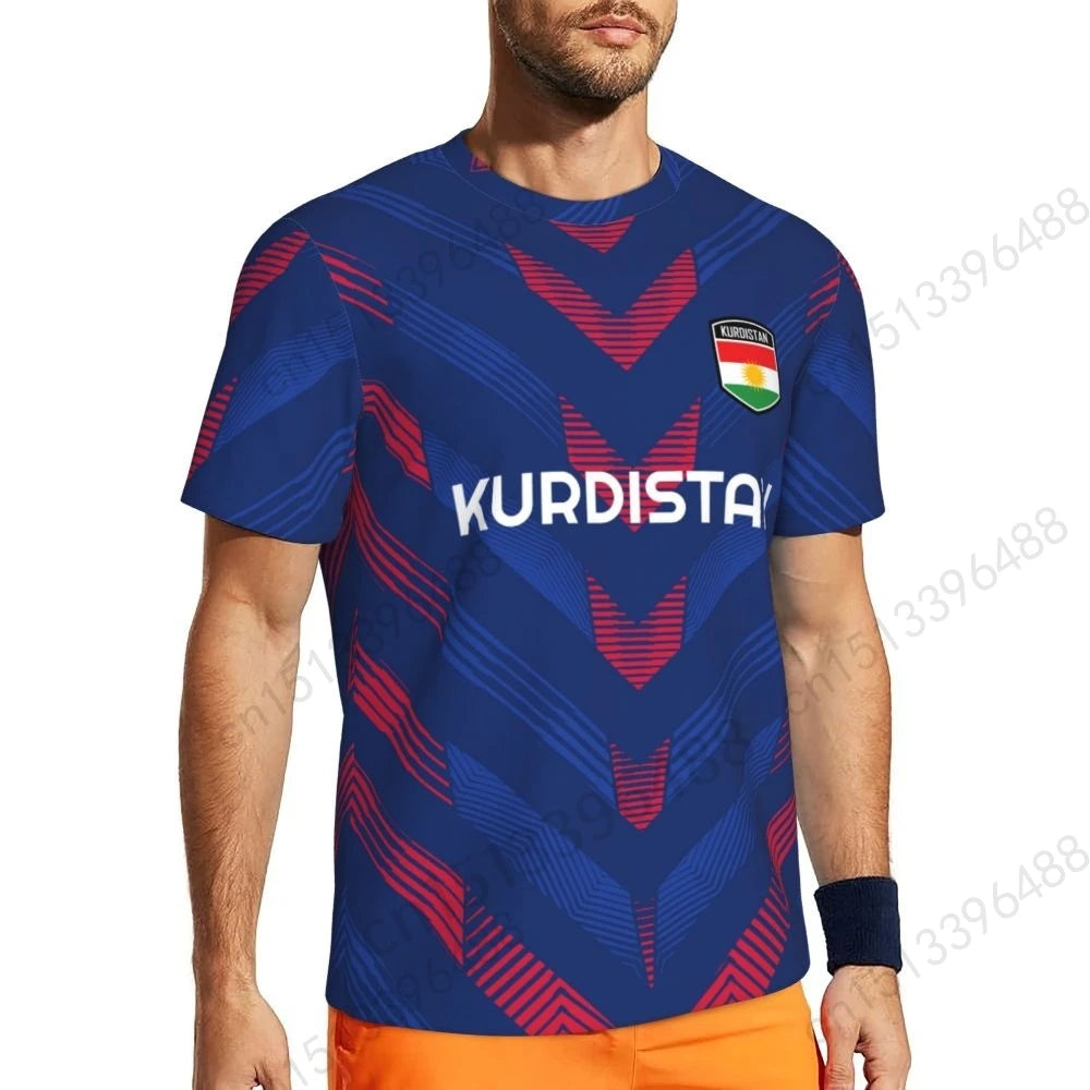 Kurdistan Flag 3D Printed T Shirt Men Summer Short-sleeved Mesh T-shirt For Running Bike Tennis Fitness Fans