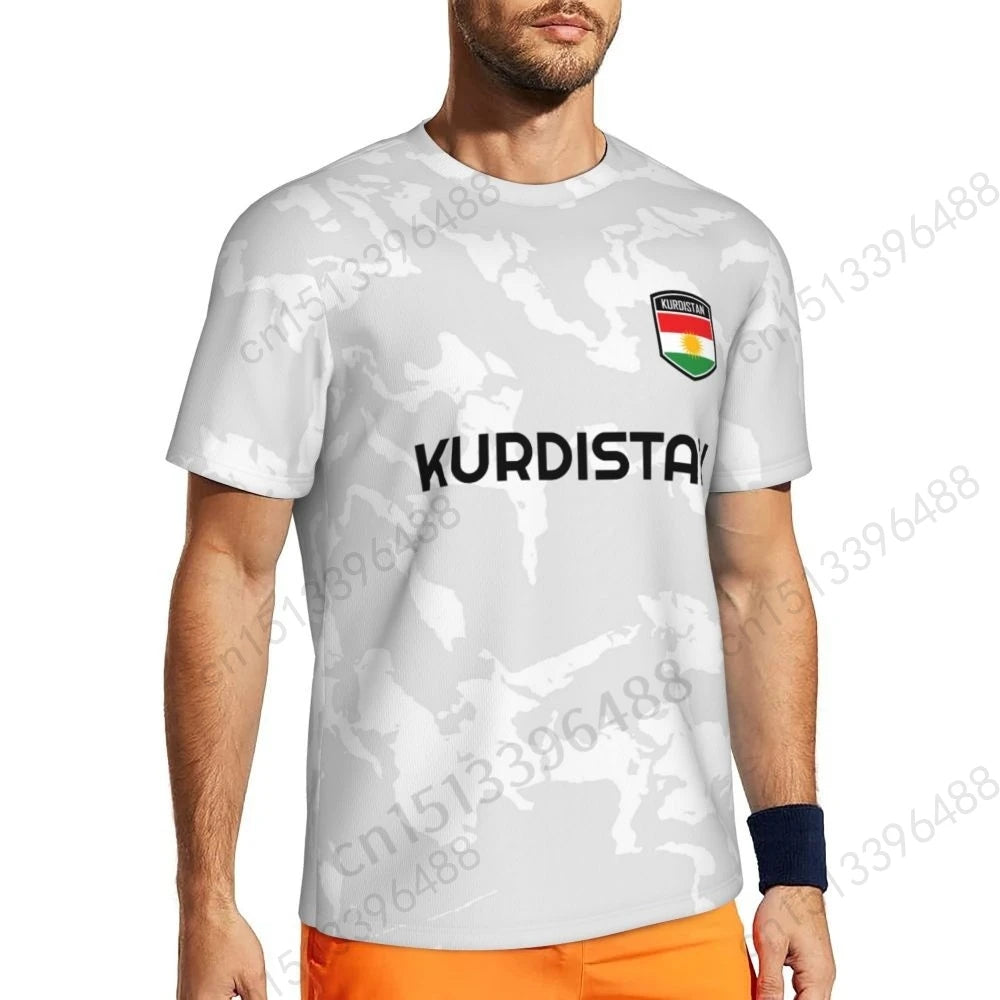Kurdistan Flag 3D Printed T Shirt Men Summer Short-sleeved Mesh T-shirt For Running Bike Tennis Fitness Fans