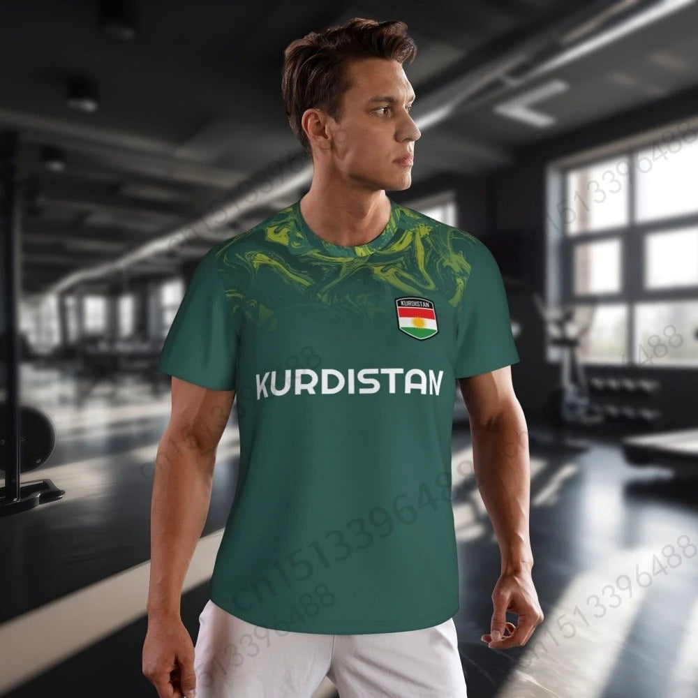 Kurdistan Flag 3D Printed T Shirt Men Summer Short-sleeved Mesh T-shirt For Running Bike Tennis Fitness Fans