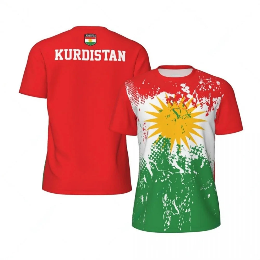 Kurdistan Flag Graphic Mens Football Jersey Fashion National Emblem 3D Printed Sports T Shirt Casual Oversized Breathable Tees