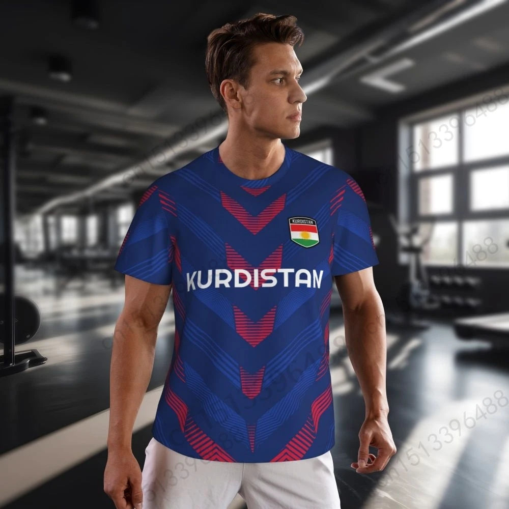 Kurdistan Flag 3D Printed T Shirt Men Summer Short-sleeved Mesh T-shirt For Running Bike Tennis Fitness Fans