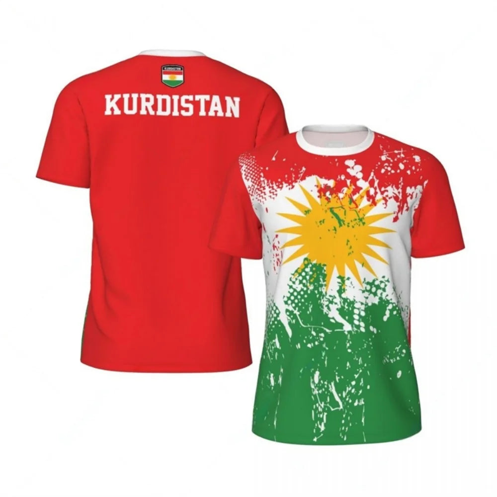 Kurdistan Flag Graphic Mens Football Jersey Fashion National Emblem 3D Printed Sports T Shirt Casual Oversized Breathable Tees