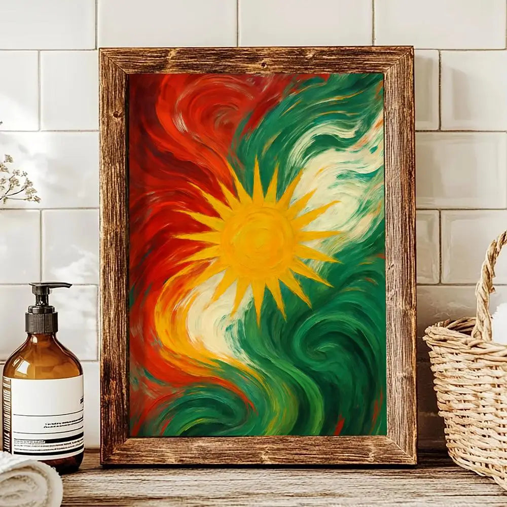 Kurdish flag map Painting Calligraphy pictures Room Home bedroom interior wall decoration Canvas Poster art mural