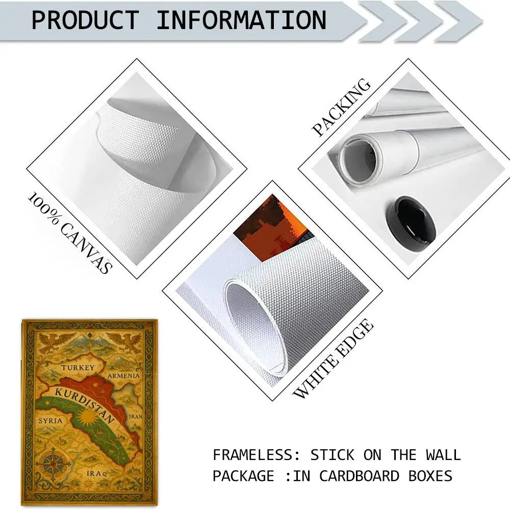 Kurdish flag map Painting Calligraphy pictures Room Home bedroom interior wall decoration Canvas Poster art mural