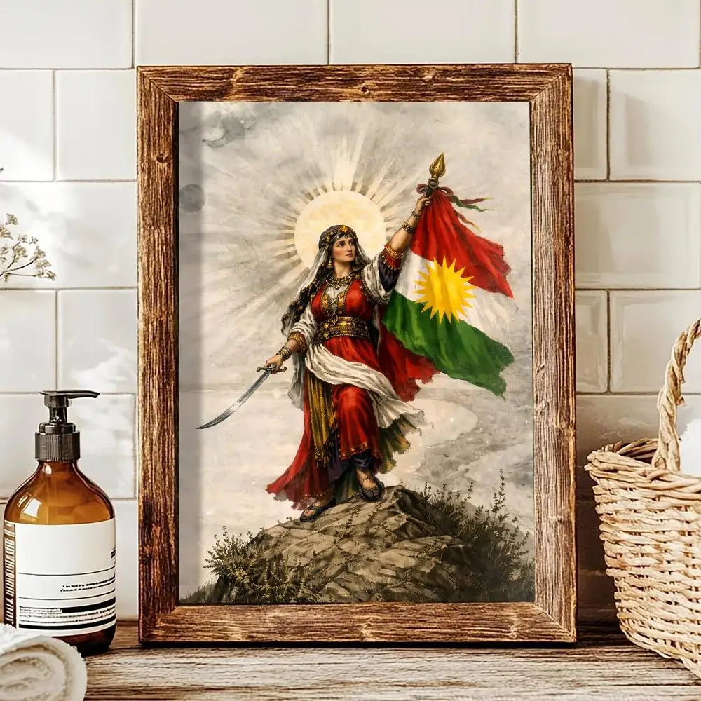 Kurdish flag map Painting Calligraphy pictures Room Home bedroom interior wall decoration Canvas Poster art mural