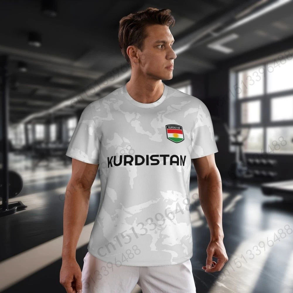 Kurdistan Flag 3D Printed T Shirt Men Summer Short-sleeved Mesh T-shirt For Running Bike Tennis Fitness Fans