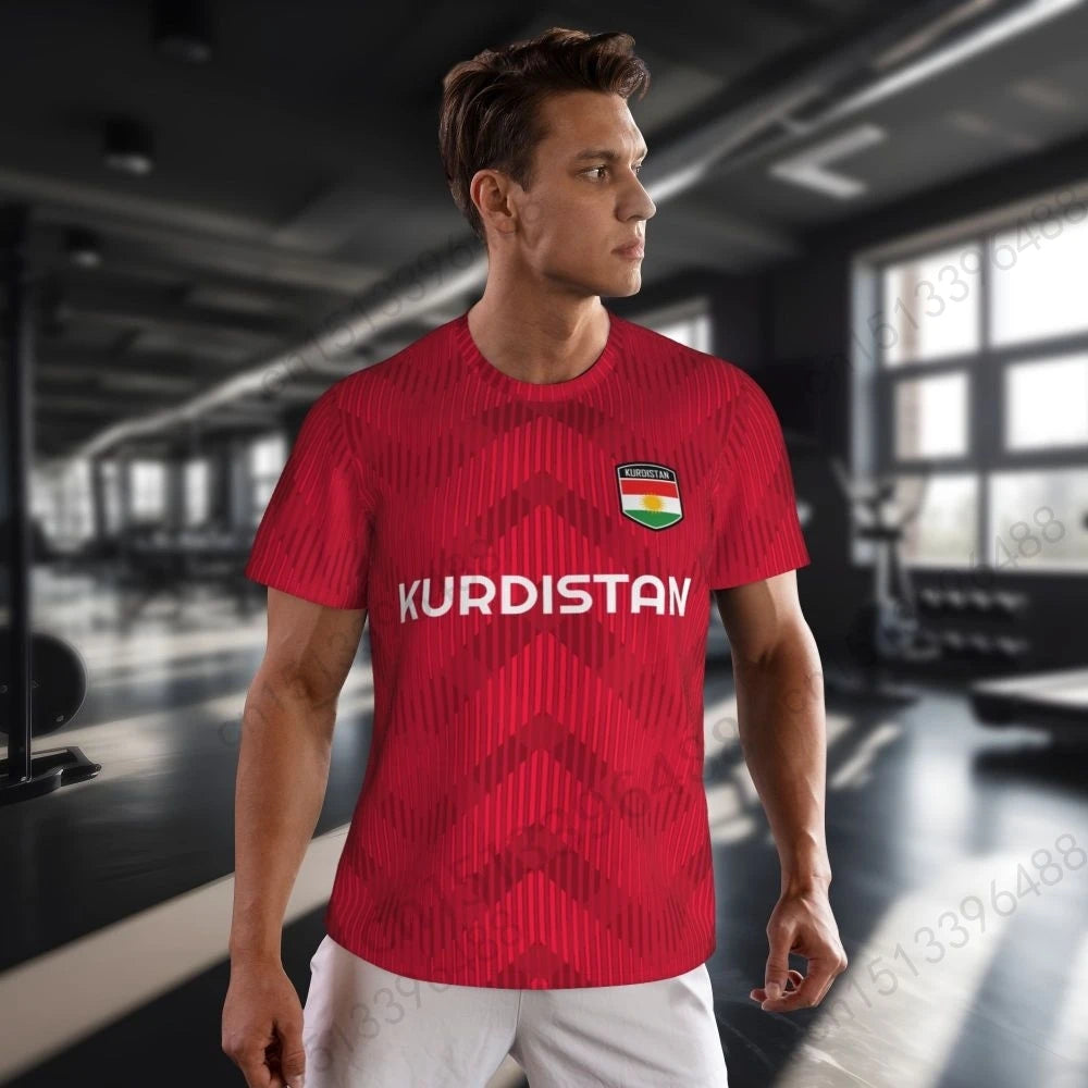 Kurdistan Flag 3D Printed T Shirt Men Summer Short-sleeved Mesh T-shirt For Running Bike Tennis Fitness Fans