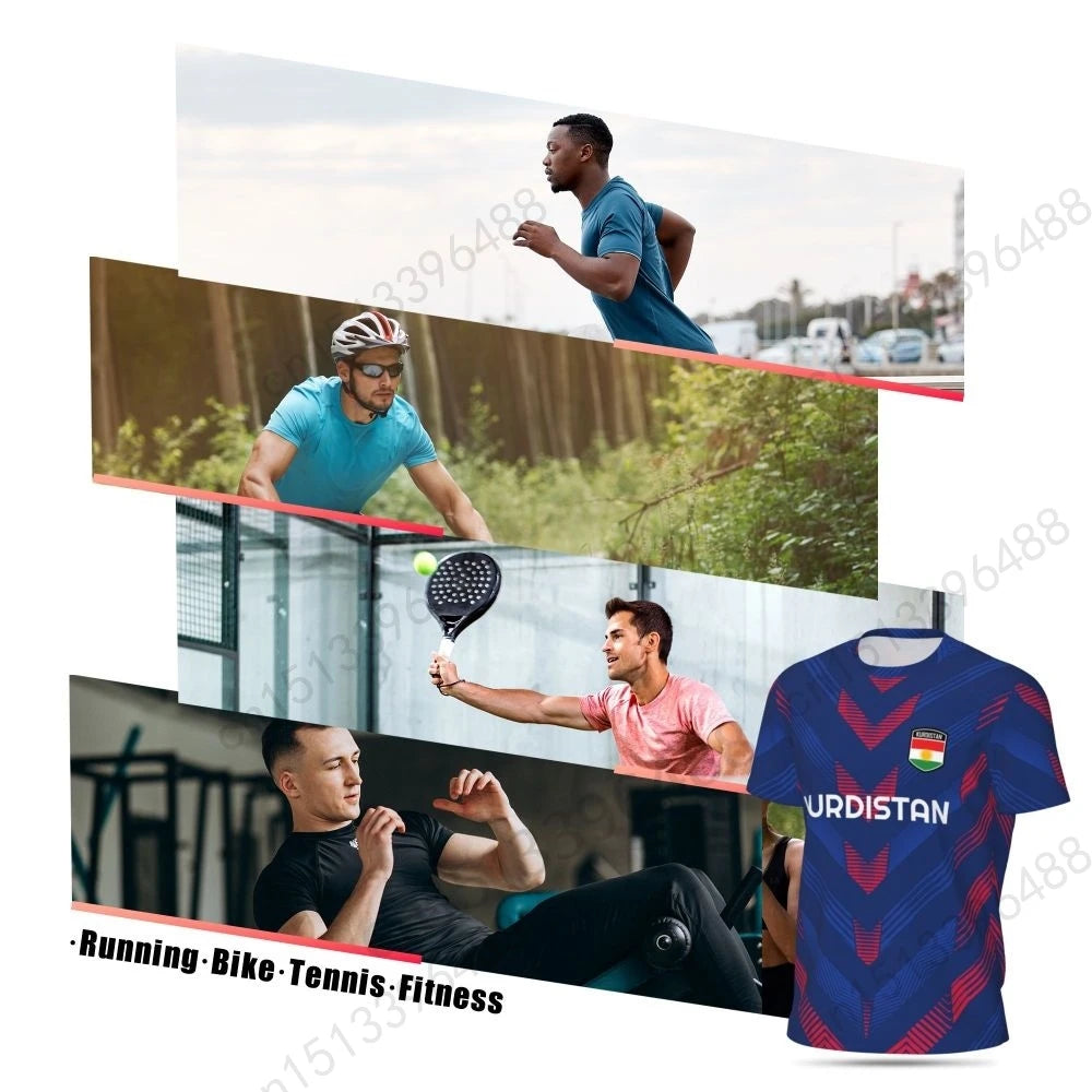 Kurdistan Flag 3D Printed T Shirt Men Summer Short-sleeved Mesh T-shirt For Running Bike Tennis Fitness Fans
