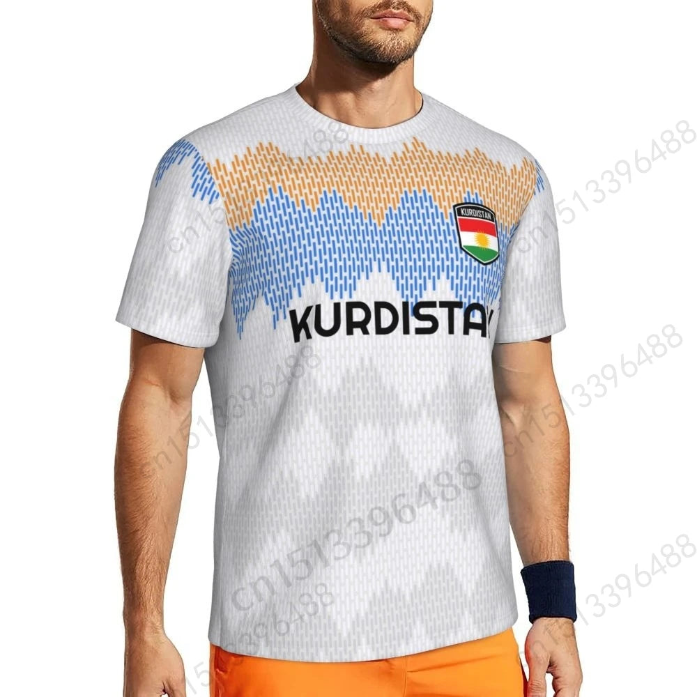 Kurdistan Flag 3D Printed T Shirt Men Summer Short-sleeved Mesh T-shirt For Running Bike Tennis Fitness Fans