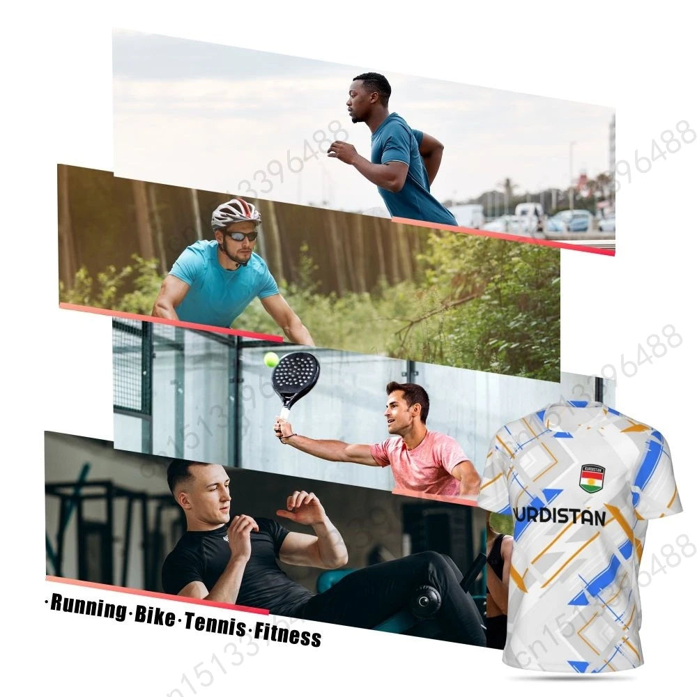 Kurdistan Flag 3D Printed T Shirt Men Summer Short-sleeved Mesh T-shirt For Running Bike Tennis Fitness Fans